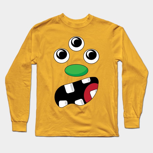 Silly Monster Face T-Shirt | Three Eyes Long Sleeve T-Shirt by TeesByJay